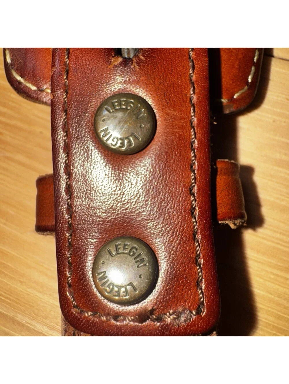 Vintage Leegin Braided Leather Belt Western Tooled Buckle Brown Size L 35”